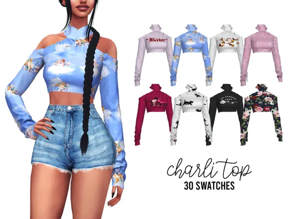 Alpha Charli top - The Sims 4 Custom Content