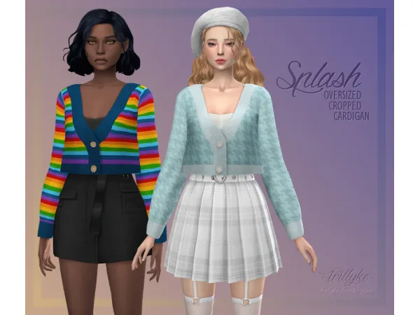 Maxis Match Splash Oversized Cropped Cardigan by Trillyke Update 19th May 2022 - The Sims 4 Custom Content