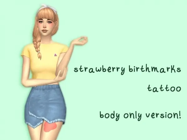 Maxis Match plasmafruitsalad's strawberry birthmarks tattoo (body only version) - The Sims 4 Custom Content