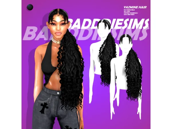 Alpha YAZMINE HAIR by BADDDIESIMS - The Sims 4 Custom Content