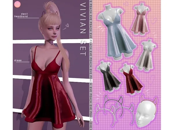 Alpha Peach Vivian Set by ts4eve - The Sims 4 Custom Content