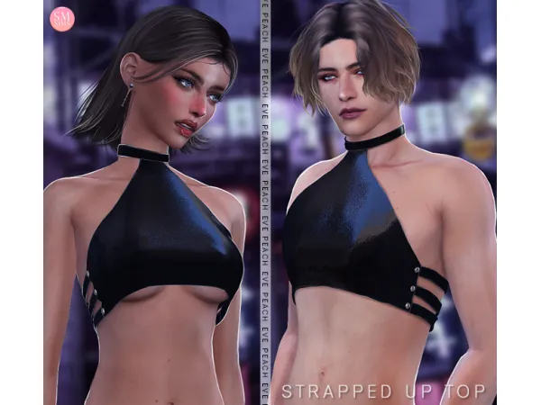 Alpha Strapped Up Top by ts4eve - The Sims 4 Custom Content