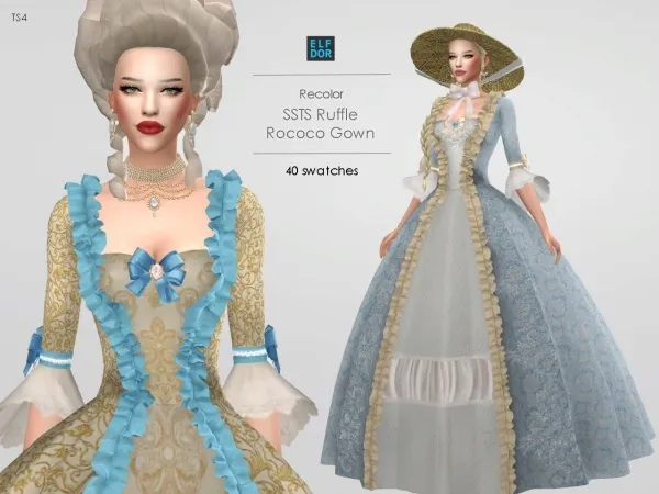 Maxis Match SSTS Ruffle Rococo Gown RC - The Sims 4 custom content