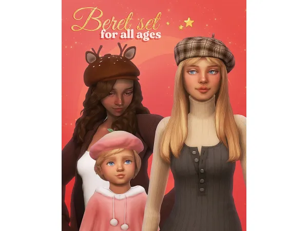Maxis Match Beret set by Miiko - The Sims 4 Custom Content