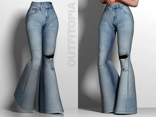 Alpha Disco Heaven Denim Pants - The Sims 4 Custom Content