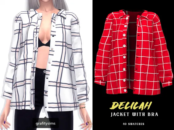 Maxis Match Delilah Jacket with Bra - The Sims 4 Custom Content
