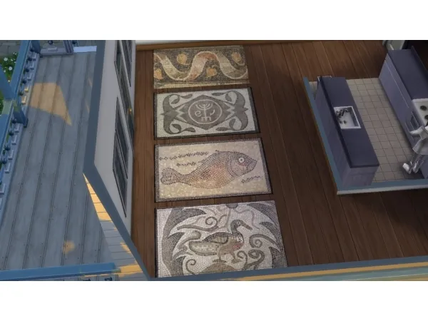 Alpha roman mosaic rugs - The Sims 4 Custom Content