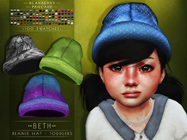 Alpha Blahberry Pancake Beth Beanie Hat TODDLERS by blahberry-pancake - The Sims 4 custom content