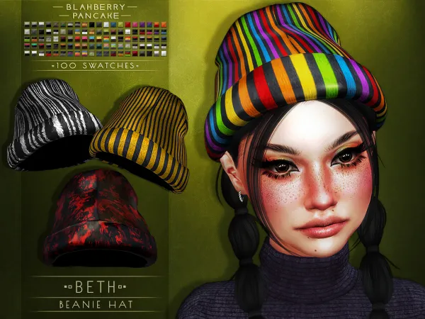 Maxis Match Blahberry Pancake Beth Beanie Hat unisex by blahberry-pancake - The Sims 4 custom content