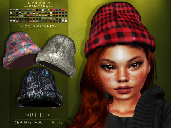 Alpha Blahberry Pancake Beth Beanie Hat KIDS - The Sims 4 Custom Content