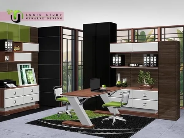 Alpha Sonic Home Office - The Sims 4 Custom Content