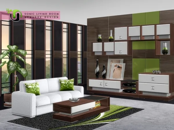 Alpha Sonic Living Room by simsfinds - The Sims 4 Custom Content