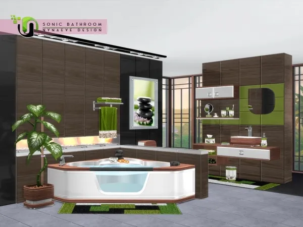 Alpha Sonic Bathroom by simsfinds - The Sims 4 Custom Content
