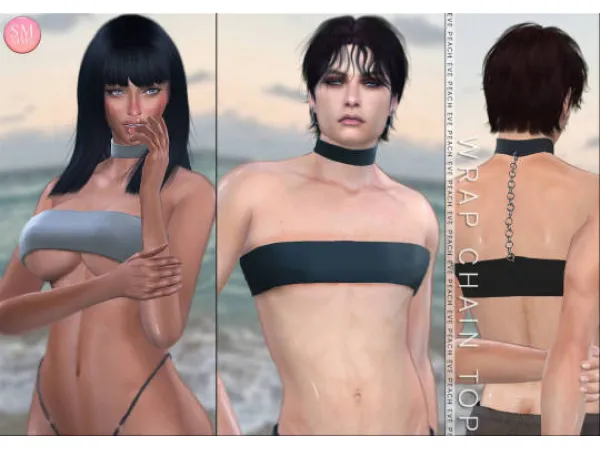 Alpha Wrap Chain Top - The Sims 4 Custom Content