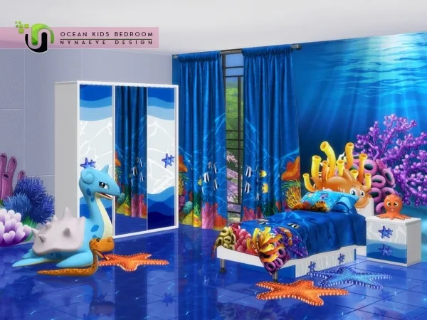 Alpha Ocean Kids Bedroom - The Sims 4 Custom Content
