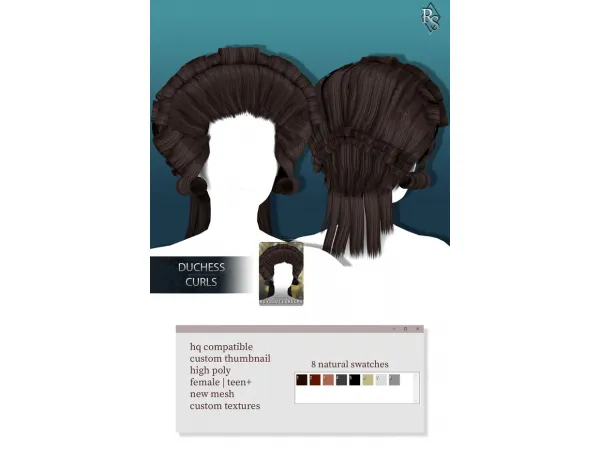 Alpha Duchess Curls by Revolution Sims - The Sims 4 Custom Content