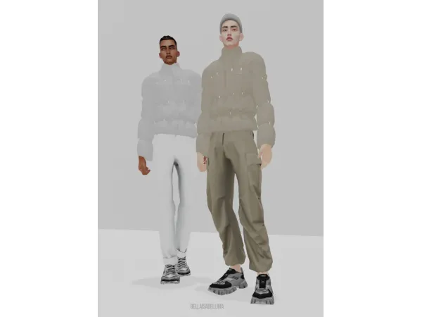 Alpha DE ROCHE mens puffer rain jacket by bellaisadellima - The Sims 4 Custom Content