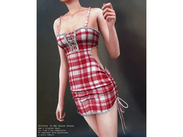 Alpha Glitter in my veins Dress by NightingaleSims - The Sims 4 Custom Content