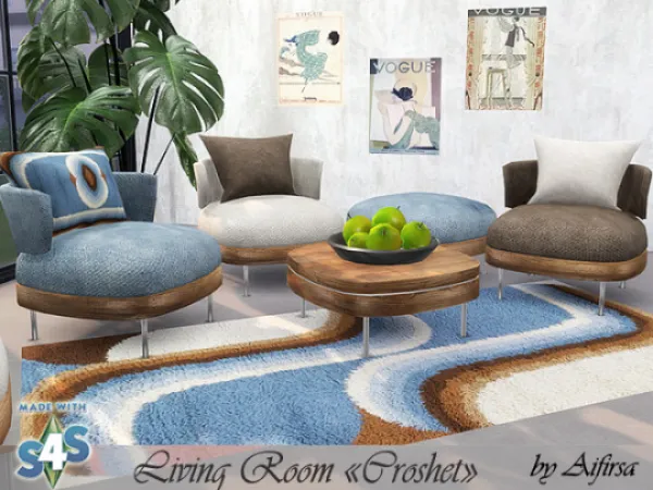 Alpha A set of furniture and decor for the living room Croshet - The Sims 4 Custom Content