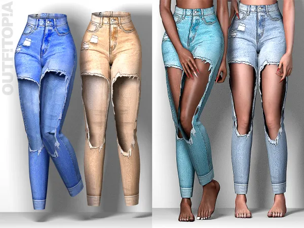 Alpha Outfitopia Monday Morning Denim Pants - The Sims 4 Custom Content