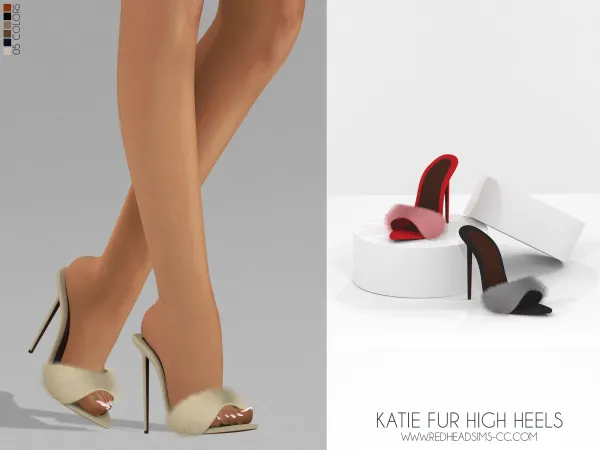 Alpha KATIE FUR HIGH HEELS by redheadsims - The Sims 4 custom content