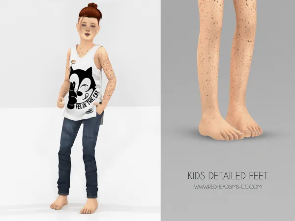 Alpha KIDS DETAILED FEET (DEFAULT AND SHOES) - The Sims 4 Custom Content