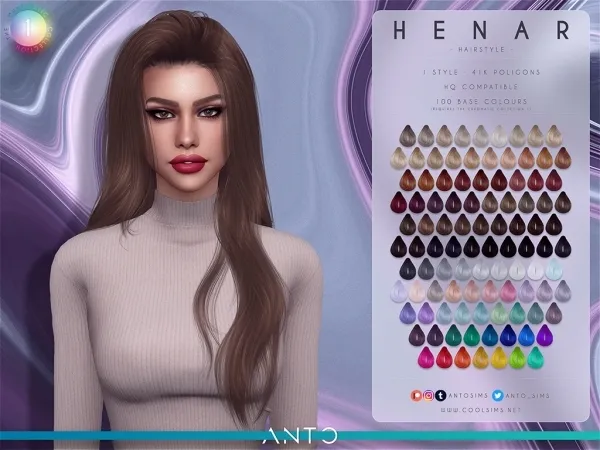 Alpha Henar Hairstyle by antosims - The Sims 4 custom content