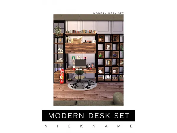 Alpha Modern desk set by nickname - The Sims 4 Custom Content