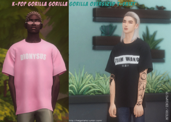 Maxis Match Recolor K POP Gorilla Gorilla Gorilla Oversized T Shirt by simsfinds - The Sims 4 Custom Content