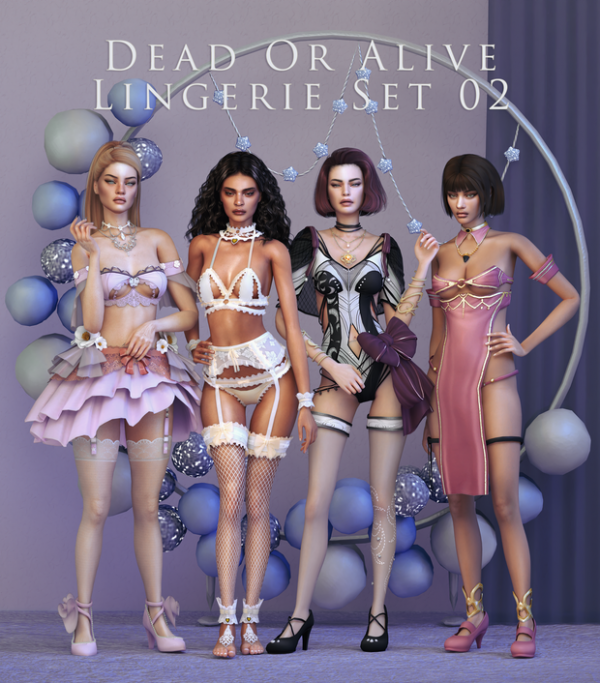 Alpha Dead Or Alive Lingerie Set 02 by simsfinds - The Sims 4 Custom Content