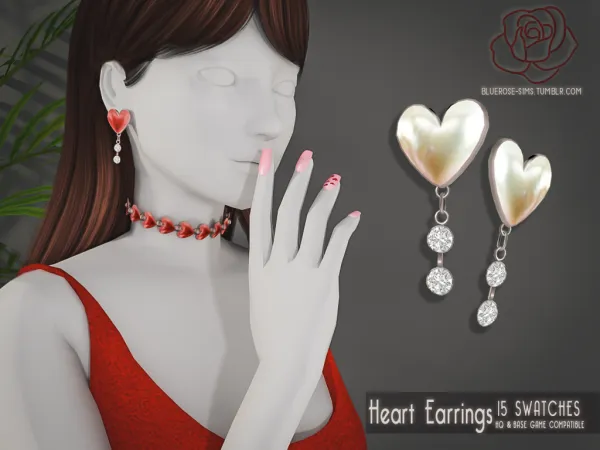 Alpha Heart Earrings BRsims - The Sims 4 Custom Content