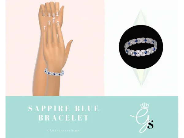 Alpha Sapphire Blue Bracelet by Glitterberry Sims - The Sims 4 Custom Content