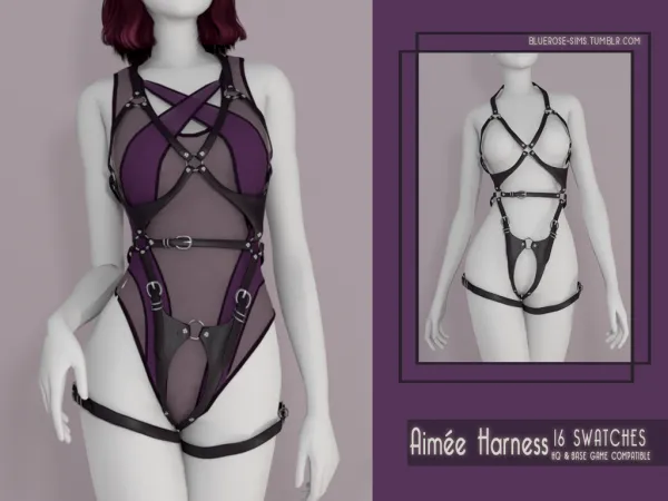 Alpha Aimée Harness BRsims by bluerose-sims - The Sims 4 Custom Content