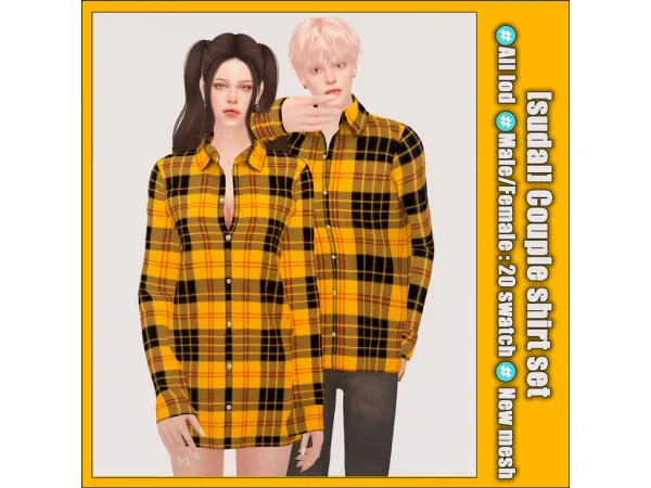 Alpha [sudal] Couple shirt set sims by sudal - The Sims 4 Custom Content
