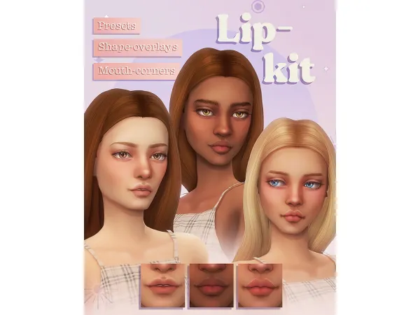 Maxis Match Lip kit presets shape overlays mouth corners by Miiko - The Sims 4 Custom Content