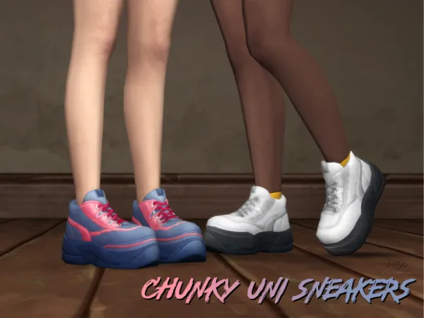 Maxis Match Chunky Uni Sneakers Discover University sneakers mesh edit by Trillyke - The Sims 4 Custom Content