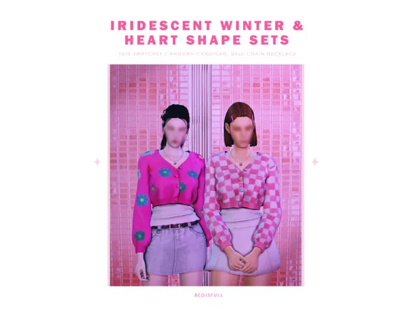 Alpha BED_TS4 FM iridescent winter heart shape sets by BED MUSAE - The Sims 4 Custom Content