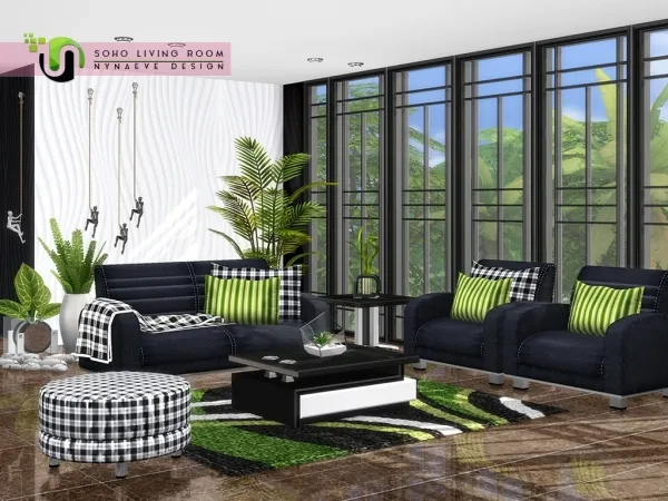 Alpha Soho Living Room by simsfinds - The Sims 4 Custom Content