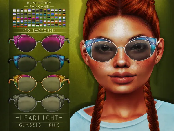 Alpha Blahberry Pancake Leadlight Glasses KIDS - The Sims 4 Custom Content