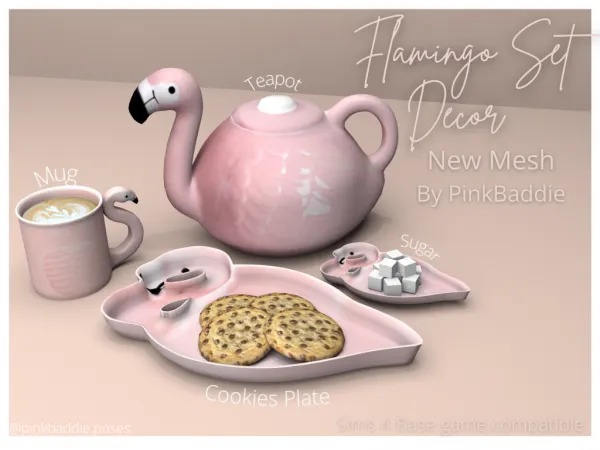 Alpha Flamingo Set Decor - The Sims 4 Custom Content