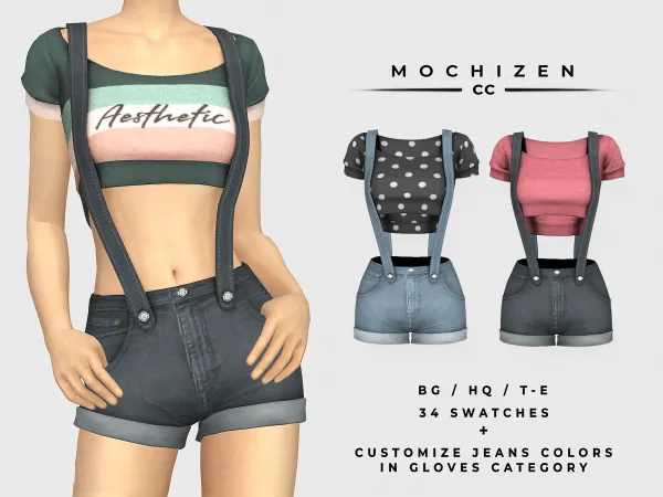 Mix Mochizen Crop Top and Shorts by mochizen-cc - The Sims 4 custom content