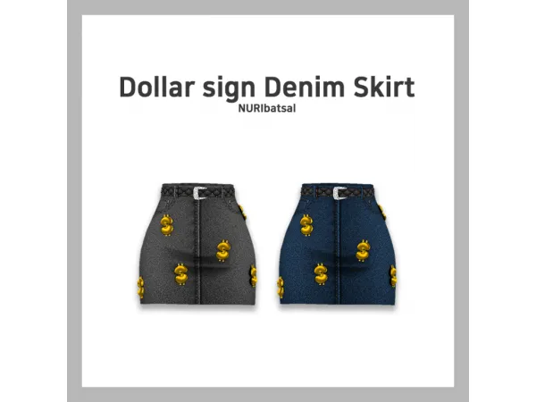 Alpha [NURI] FM Dollar Sign Denim Skirt FB21 - The Sims 4 Custom Content