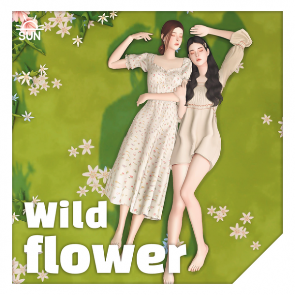 Mix [sunsims] Wild flower pose (couple pose) by simsfinds - The Sims 4 Custom Content