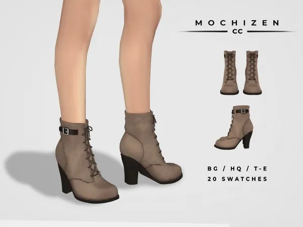 Maxis Match Mochizen Leather Ankle Boots Belt Vers by mochizen-cc - The Sims 4 custom content