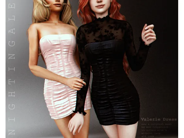 Alpha Valerie Dress NightingaleSims - The Sims 4 Custom Content