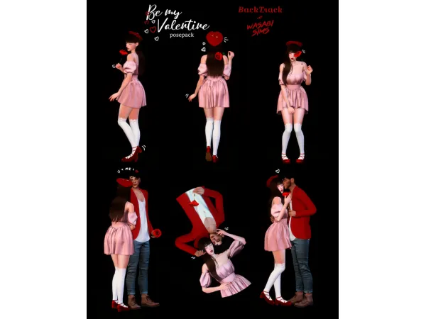 Mix 43310450277903 Be my Valentine posepack collaboration with BackTrack 43310450277903 by Wasabi Sims - The Sims 4 Custom Content