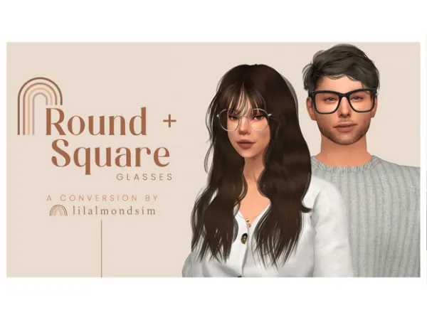 Maxis Match Round Square glasses by lilalmondsim - The Sims 4 Custom Content