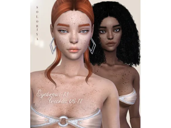 Mix Freckles 08 11 eyebrows 13 Sims 4 by soloriya - The Sims 4 Custom Content