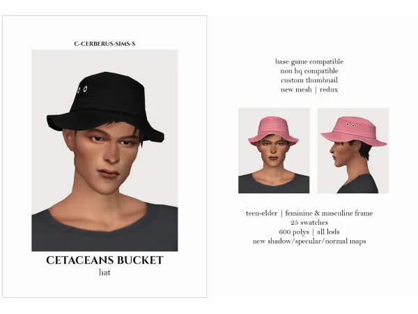 Maxis Match cetaceans bucket hat cerberus sims s by c - The Sims 4 Custom Content