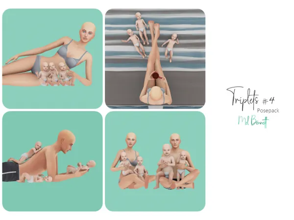 Mix Triplets 4 Posepack - The Sims 4 Custom Content